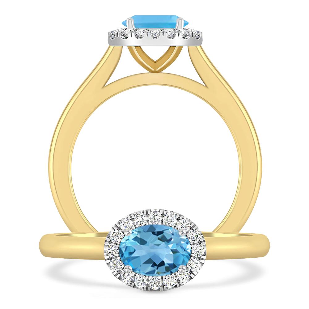 Yellow Gold - Blue Topaz