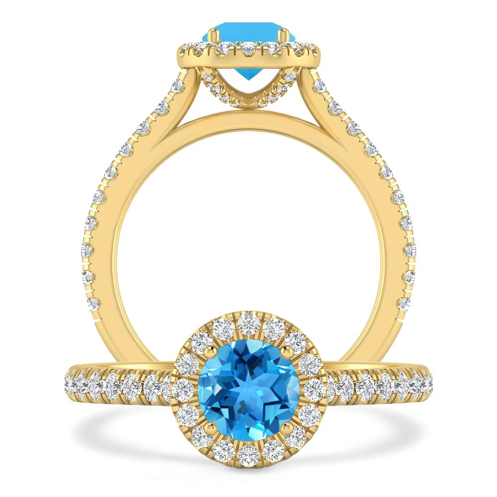 Yellow Gold - Blue Topaz