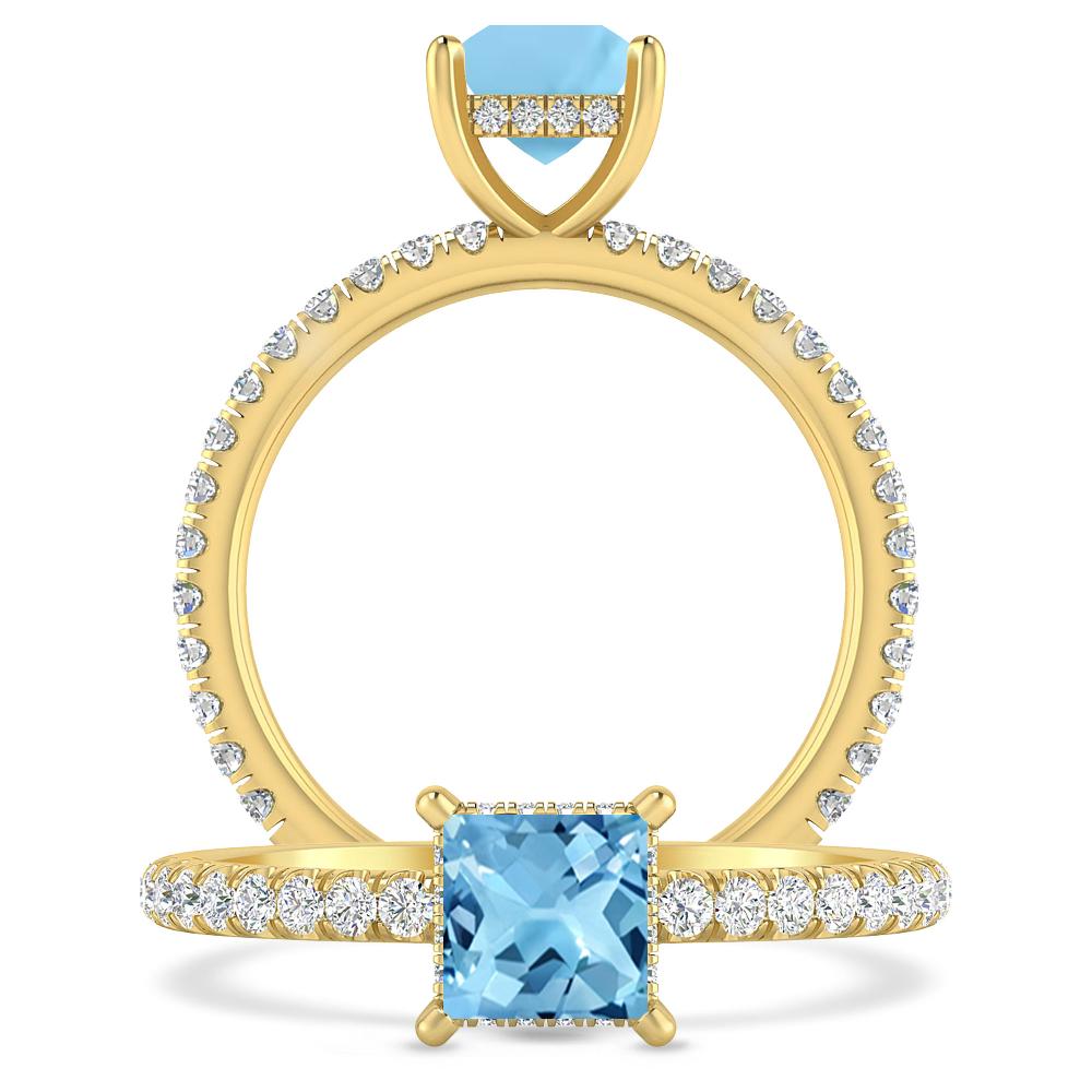Yellow Gold - Blue Topaz