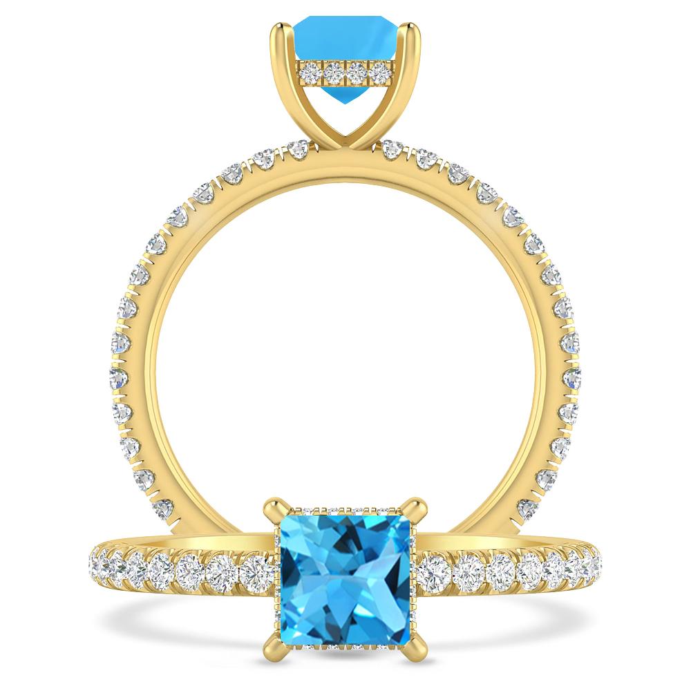 Yellow Gold - Blue Topaz