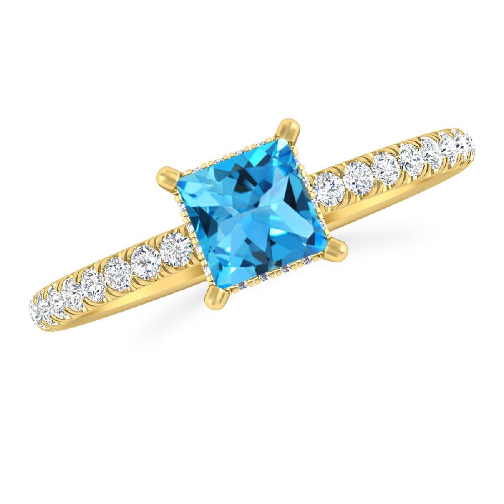 Yellow Gold - Blue Topaz