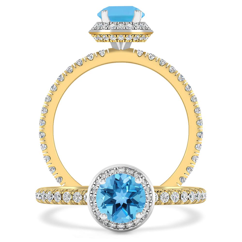 Yellow Gold - Blue Topaz