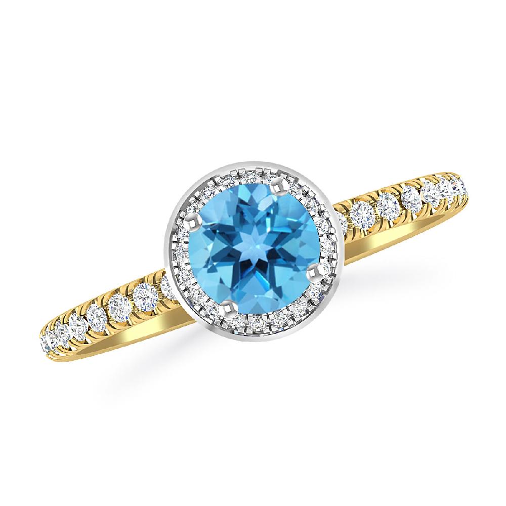 Yellow Gold - Blue Topaz