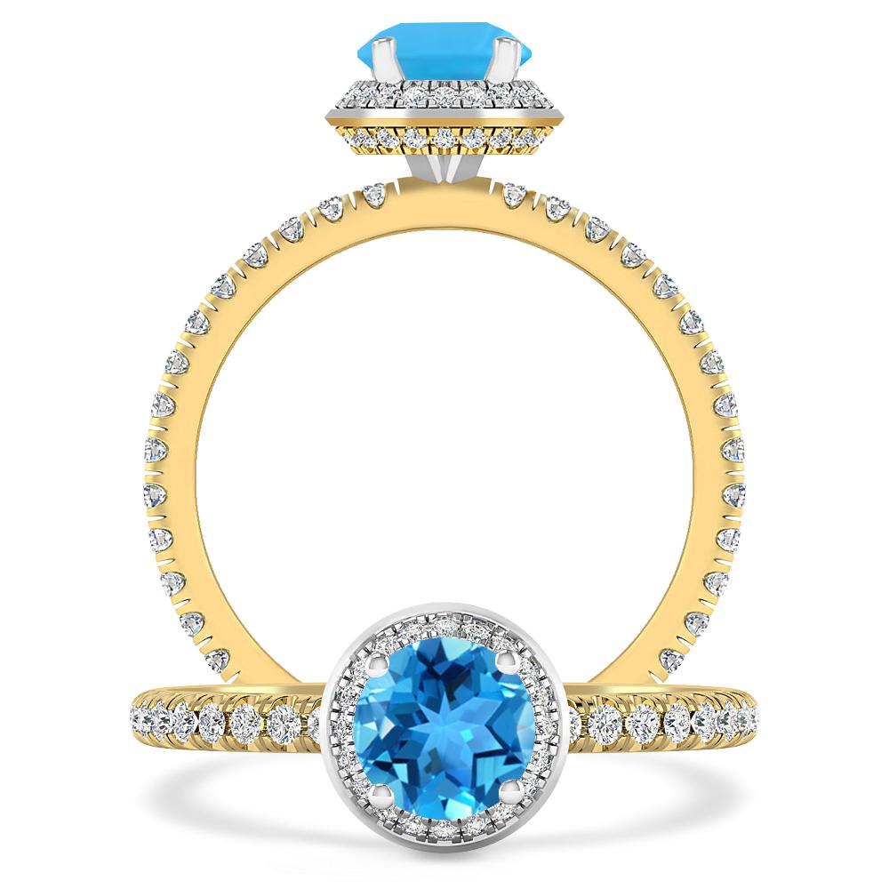 Yellow Gold - Blue Topaz