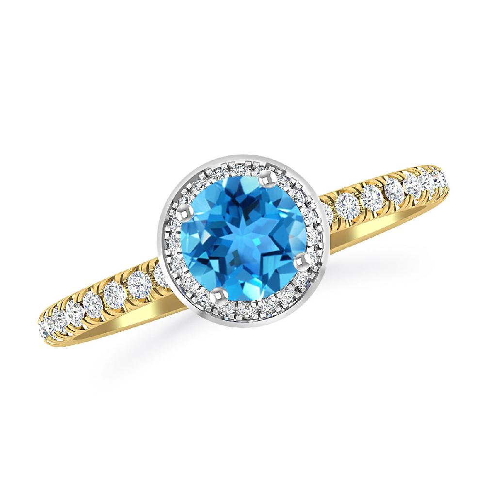 Yellow Gold - Blue Topaz