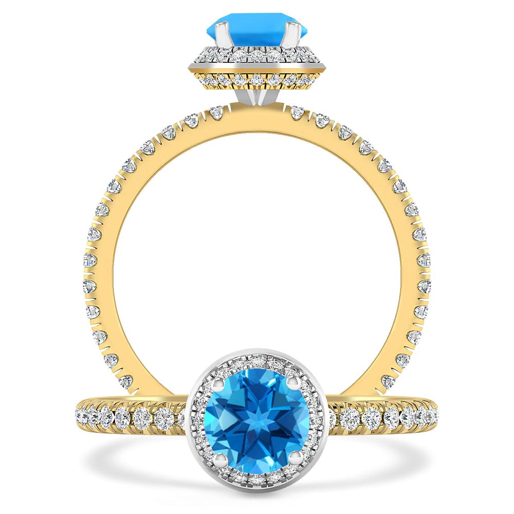 Yellow Gold - Blue Topaz