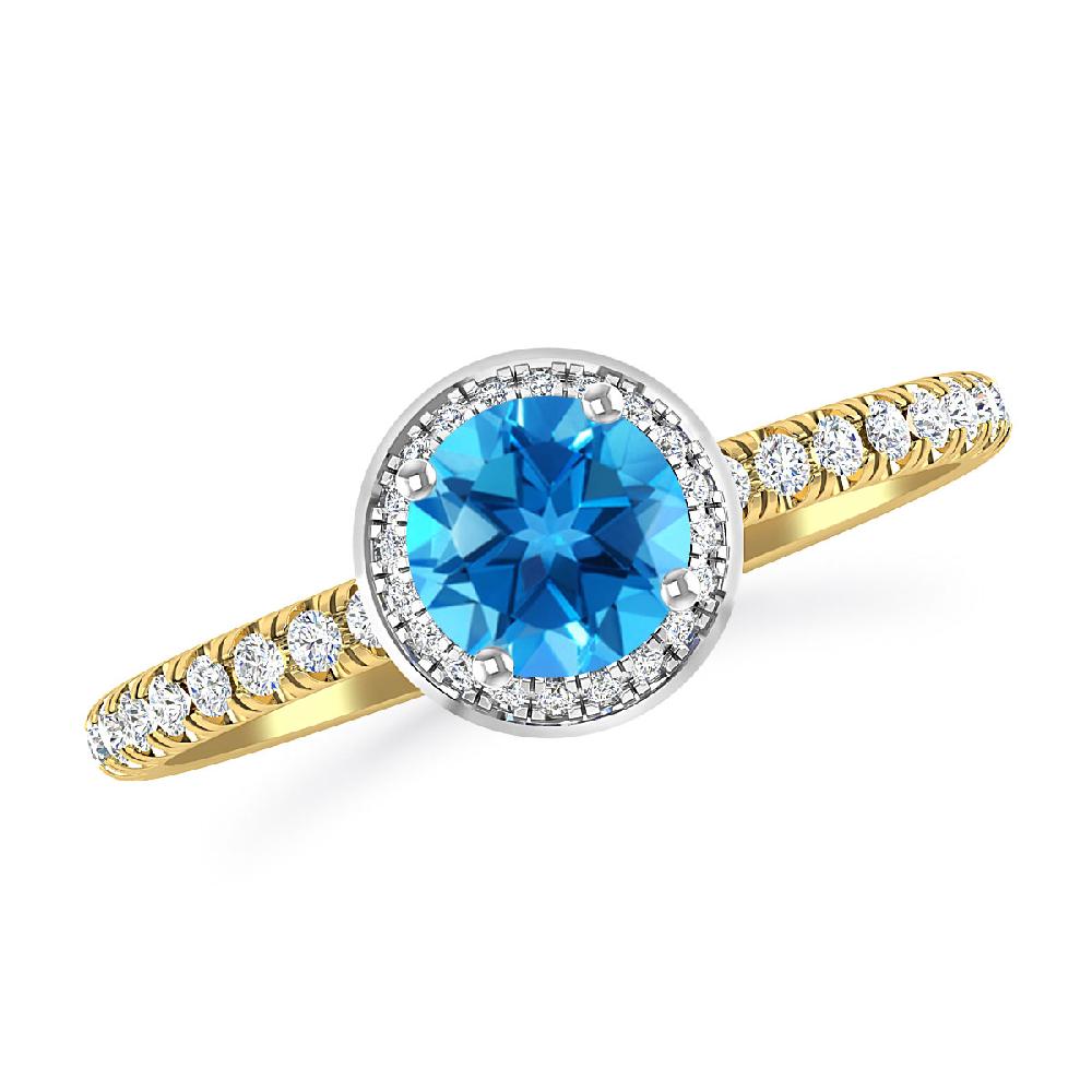 Yellow Gold - Blue Topaz