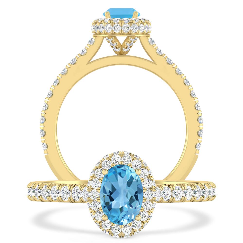 Yellow Gold - Blue Topaz