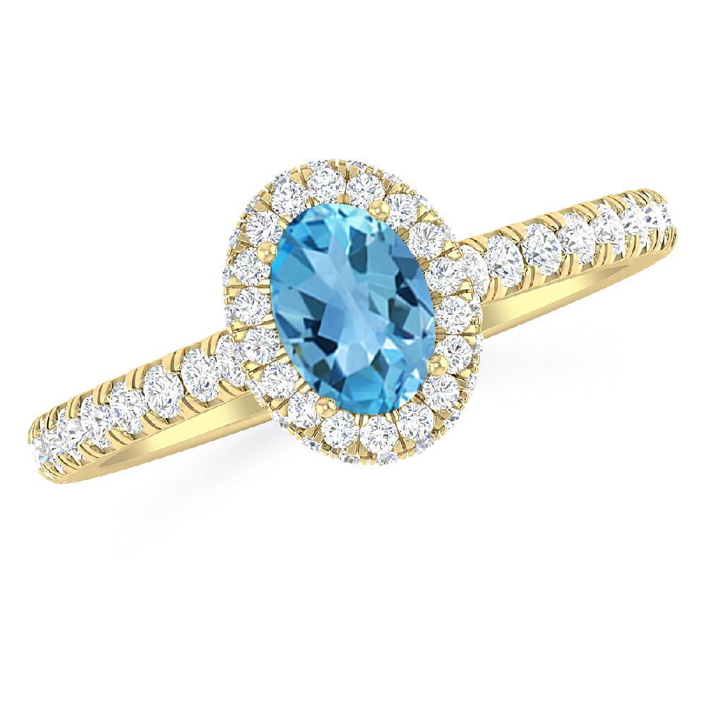 Yellow Gold - Blue Topaz