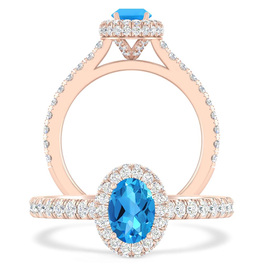 Rose Gold - Blue Topaz