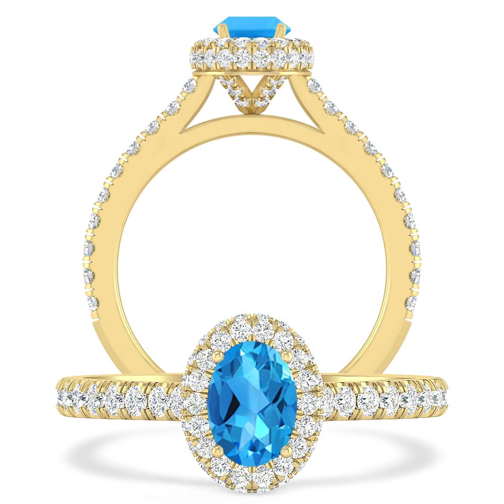 Yellow Gold - Blue Topaz