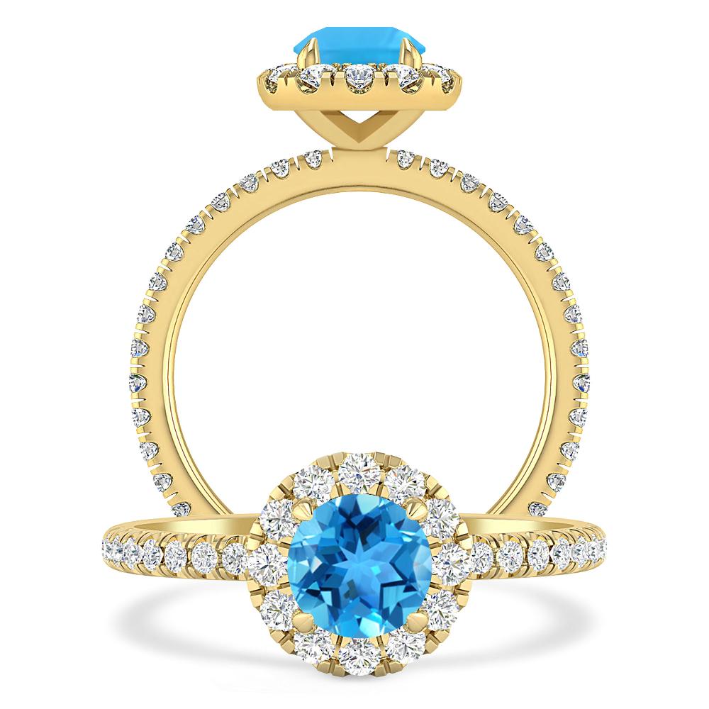 Yellow Gold - Blue Topaz