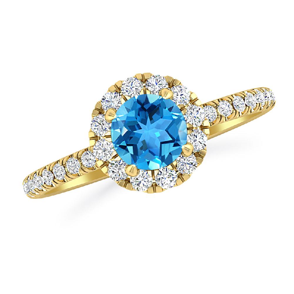 Yellow Gold - Blue Topaz