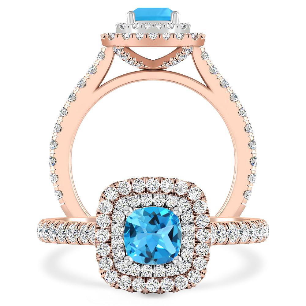 Rose Gold - Blue Topaz