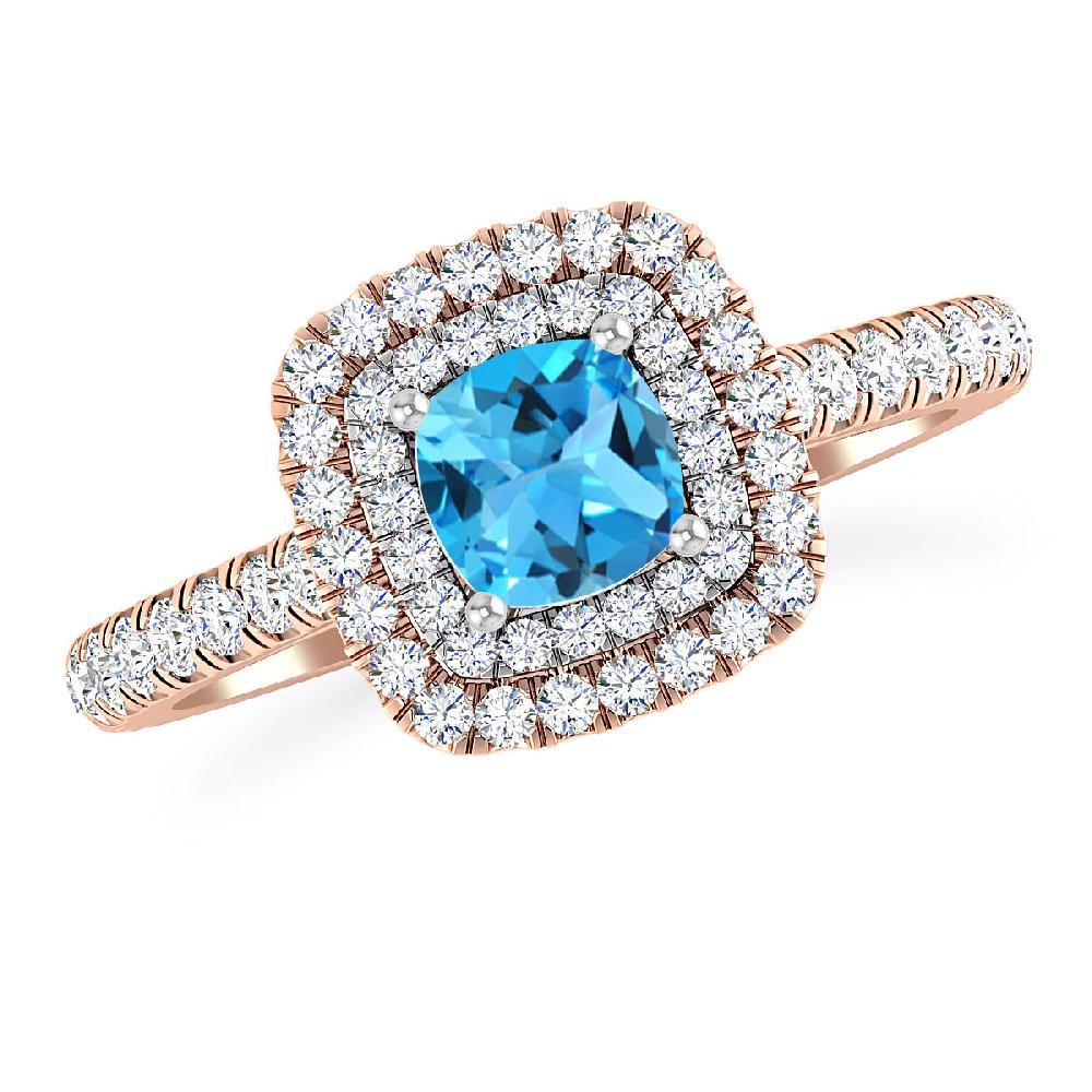 Rose Gold - Blue Topaz