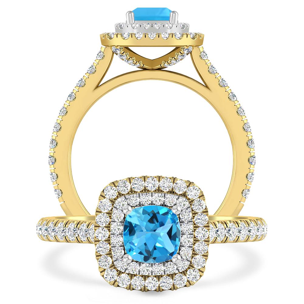 Yellow Gold - Blue Topaz