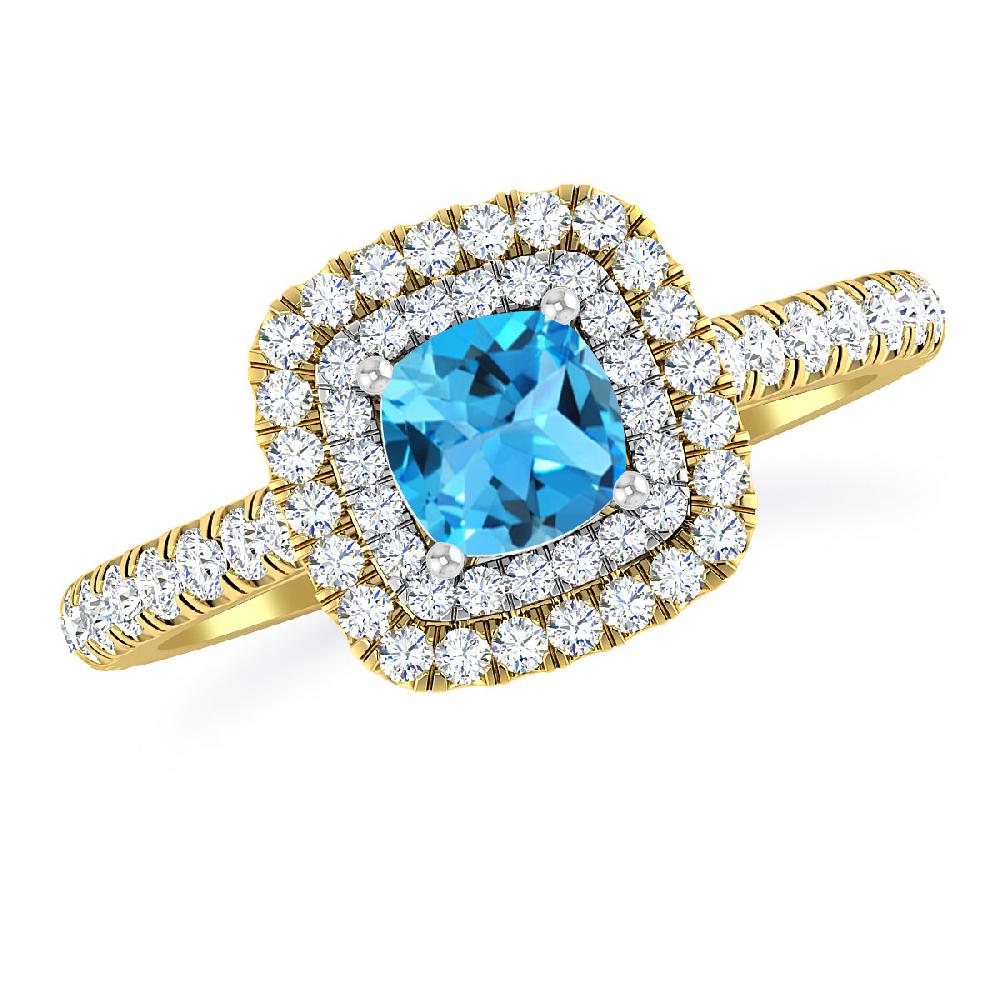 Yellow Gold - Blue Topaz