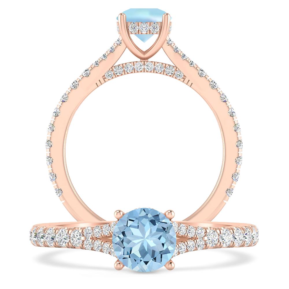 Rose Gold - Aquamarine