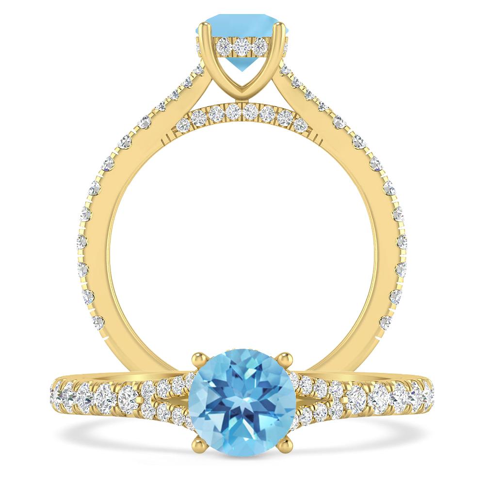 Yellow Gold - Blue Topaz