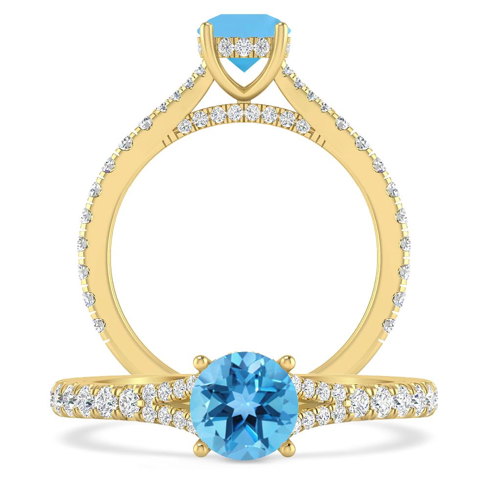 Yellow Gold - Blue Topaz