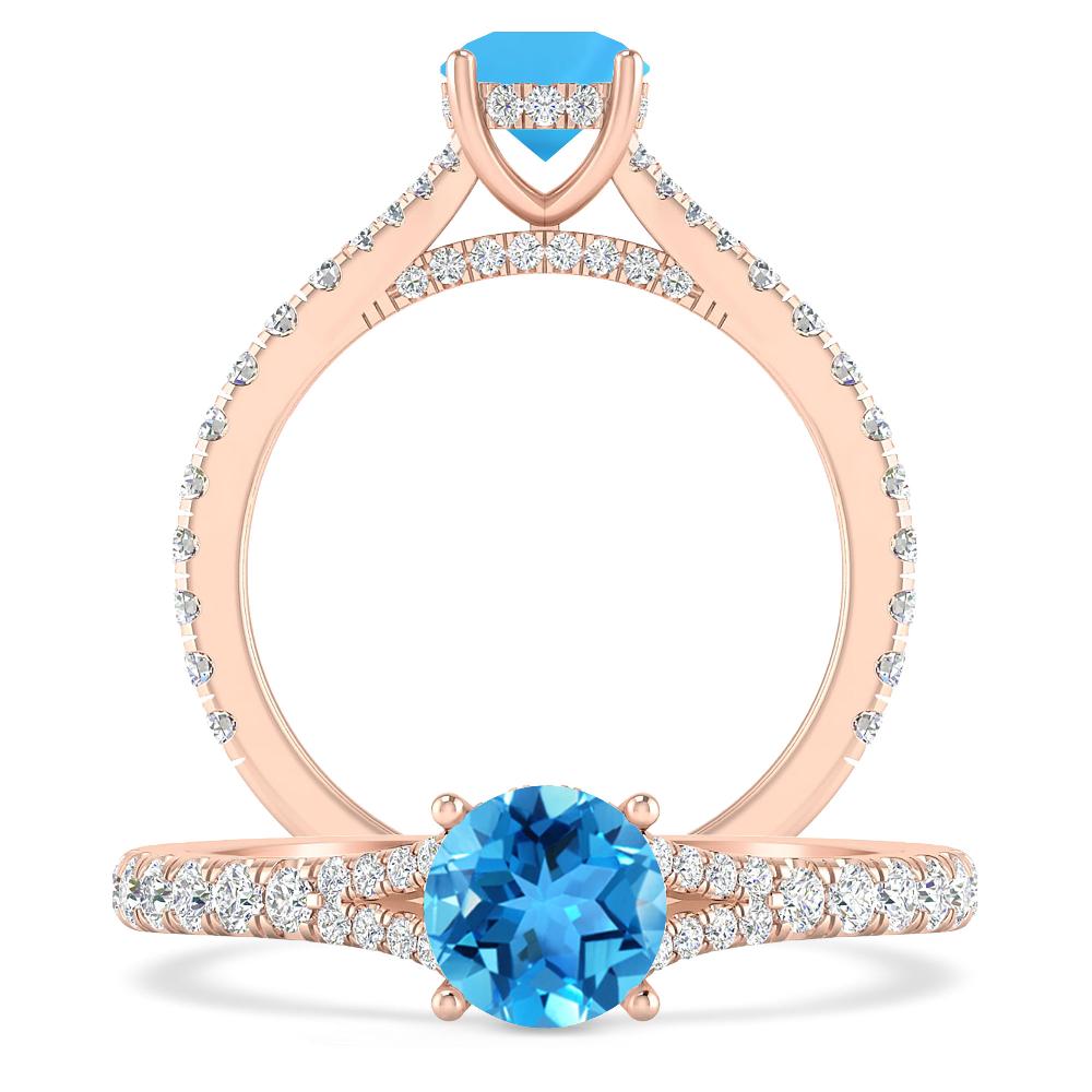 Rose Gold - Blue Topaz