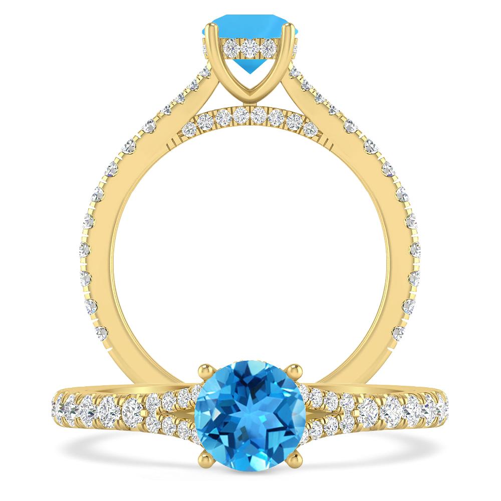 Yellow Gold - Blue Topaz