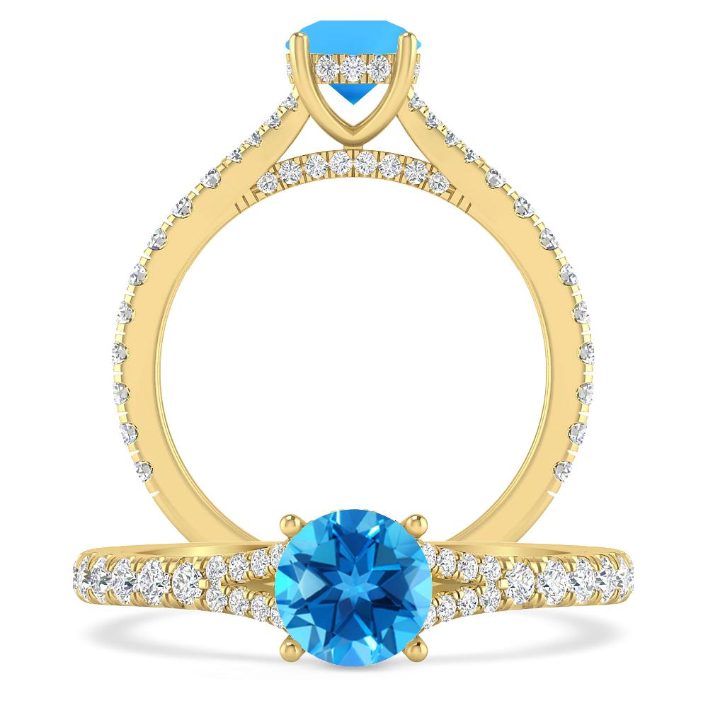 Yellow Gold - Blue Topaz