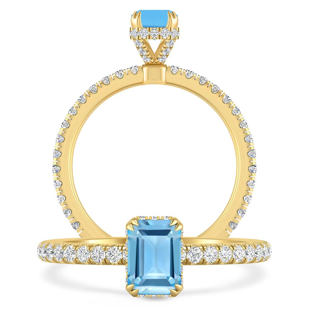 Yellow Gold - Blue Topaz