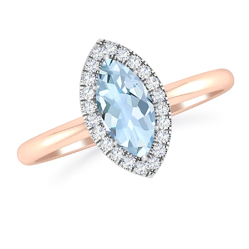 Rose Gold - Aquamarine