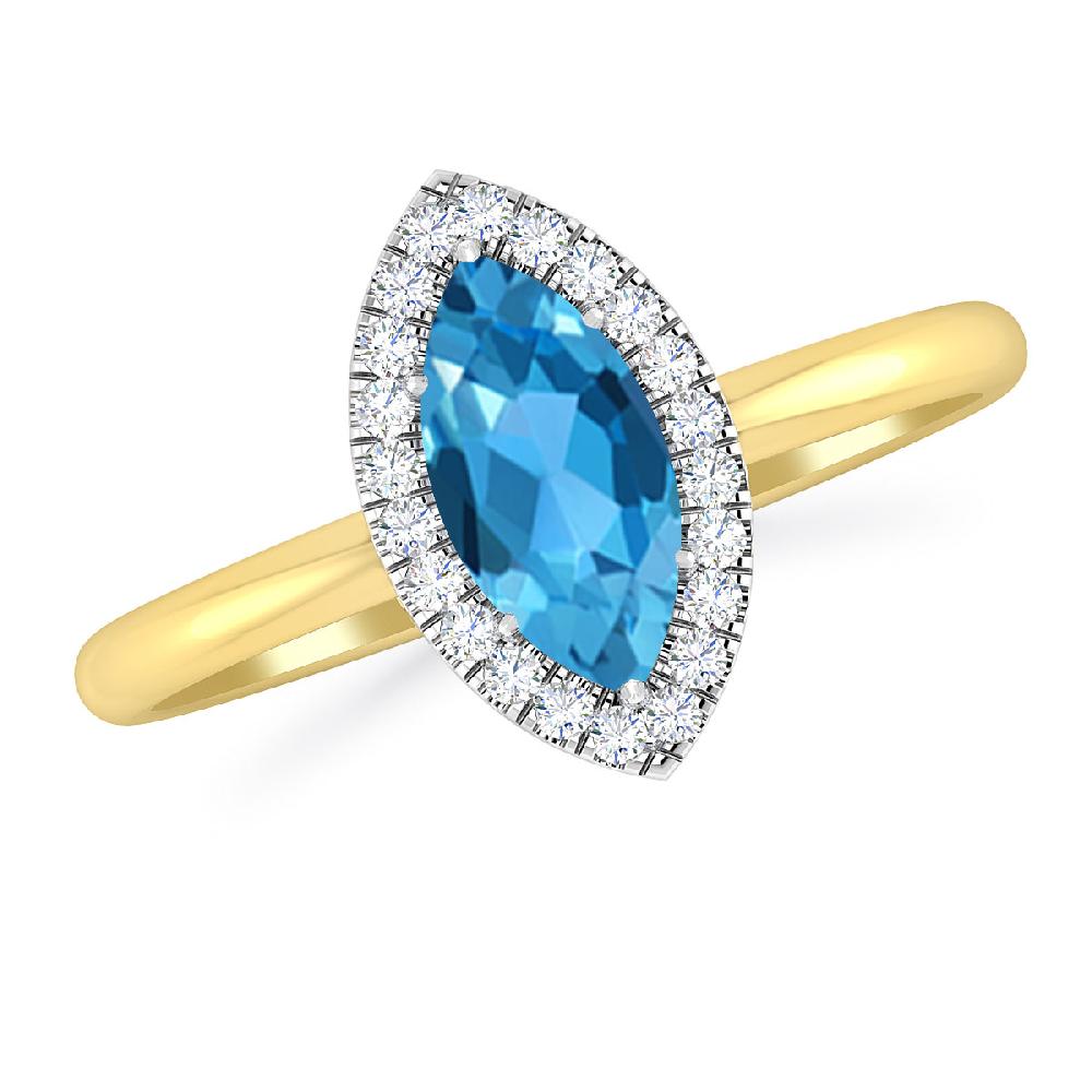 Yellow Gold - Blue Topaz