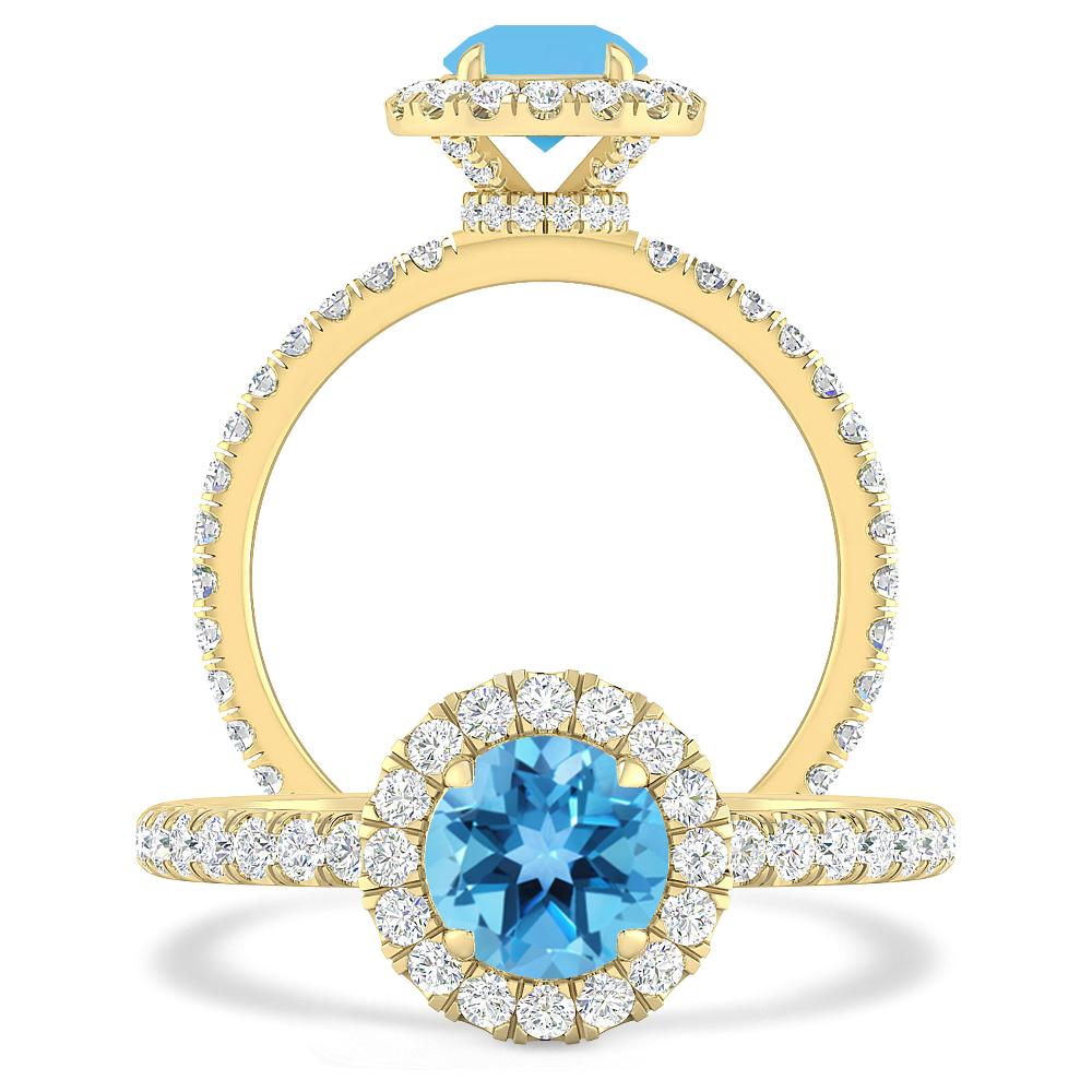 Yellow Gold - Blue Topaz