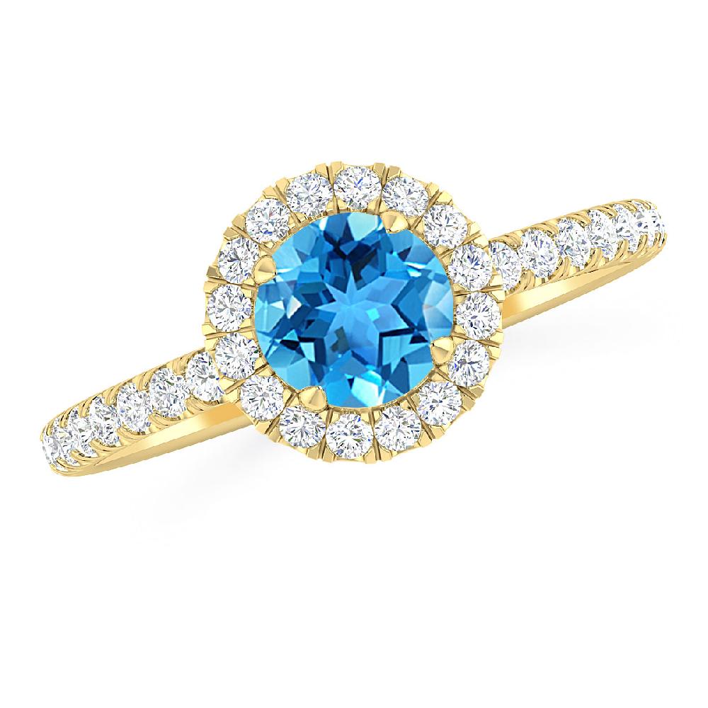 Yellow Gold - Blue Topaz