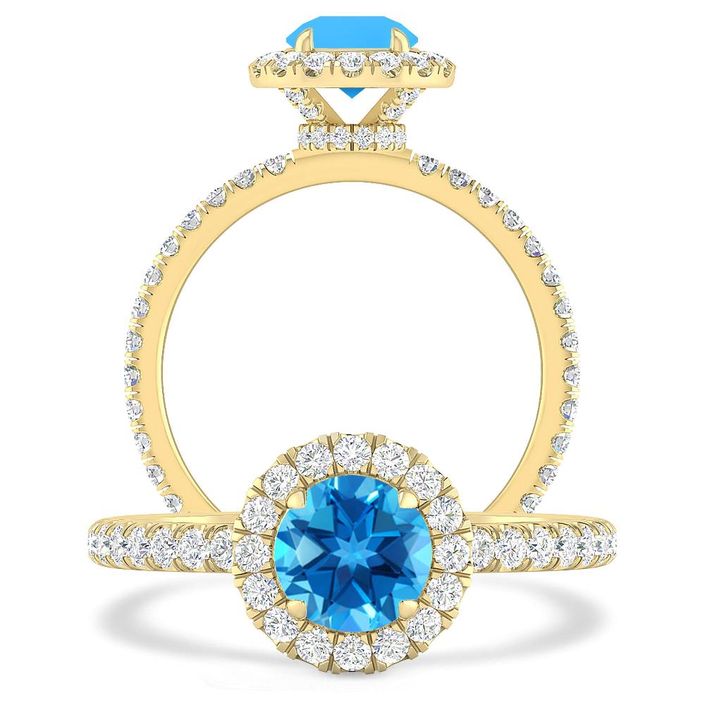 Yellow Gold - Blue Topaz