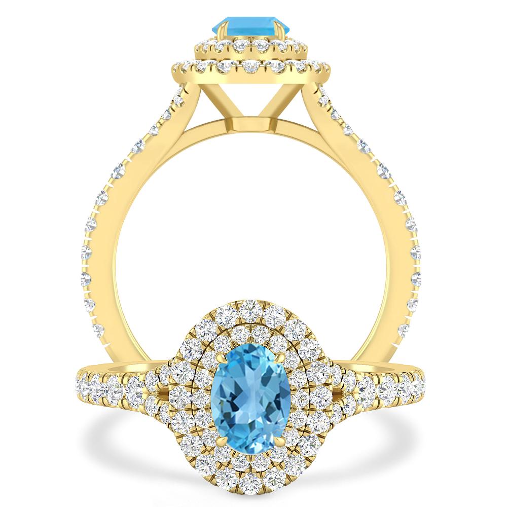 Yellow Gold - Blue Topaz