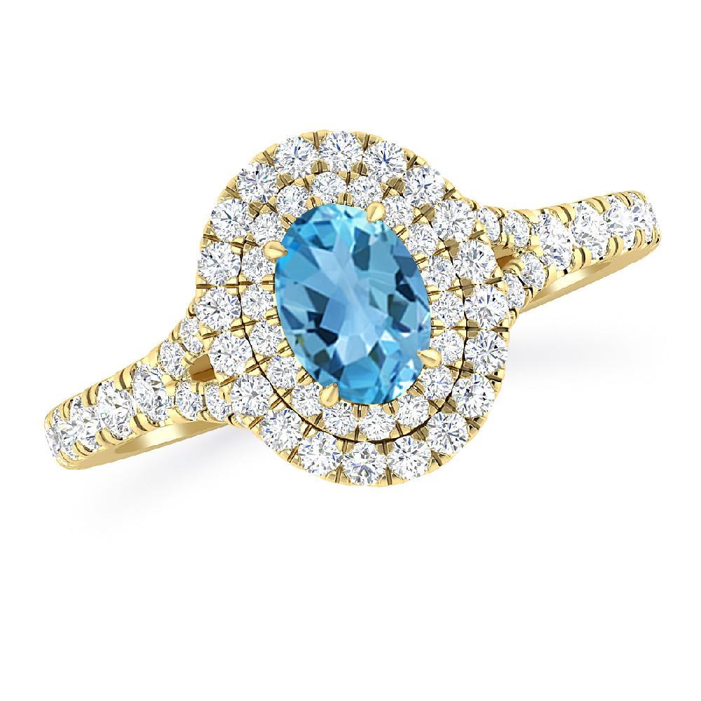 Yellow Gold - Blue Topaz