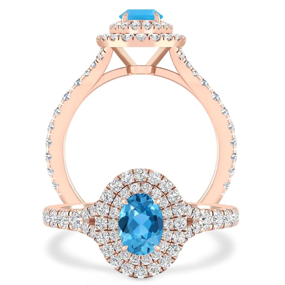 Rose Gold - Blue Topaz