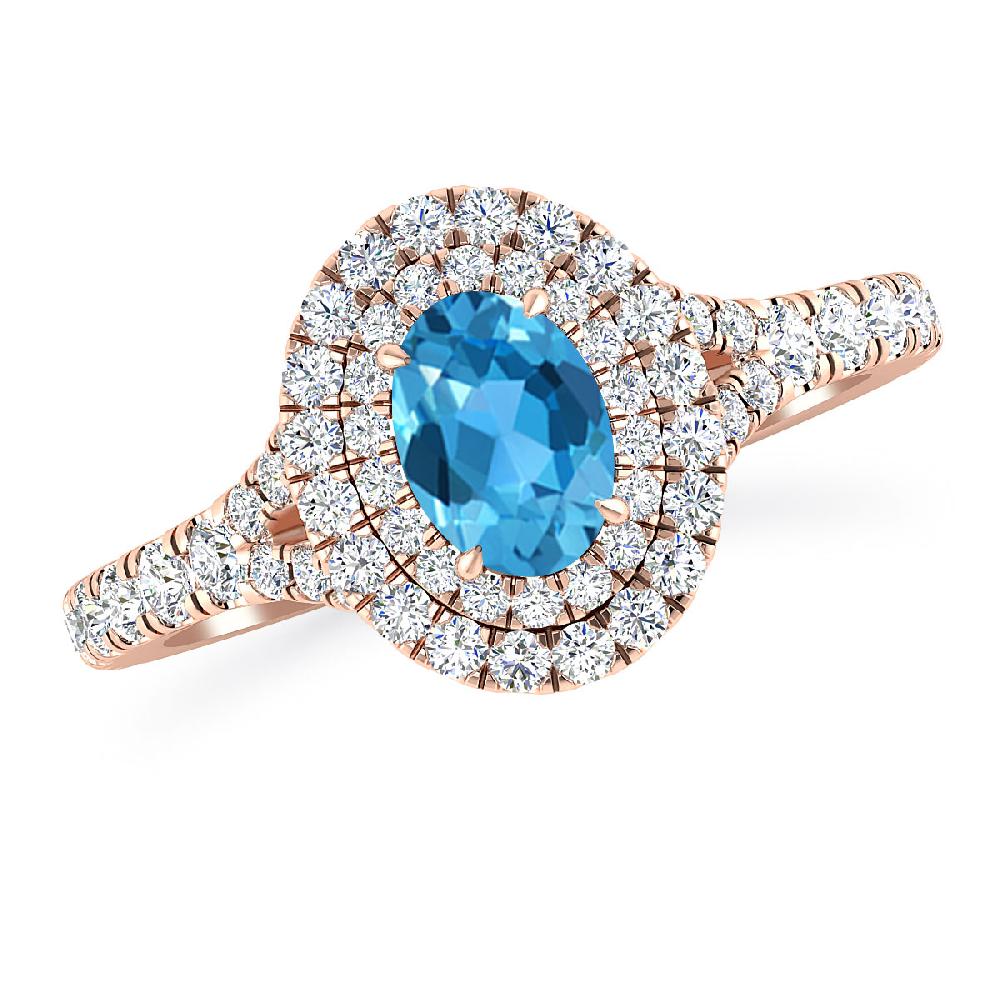 Rose Gold - Blue Topaz