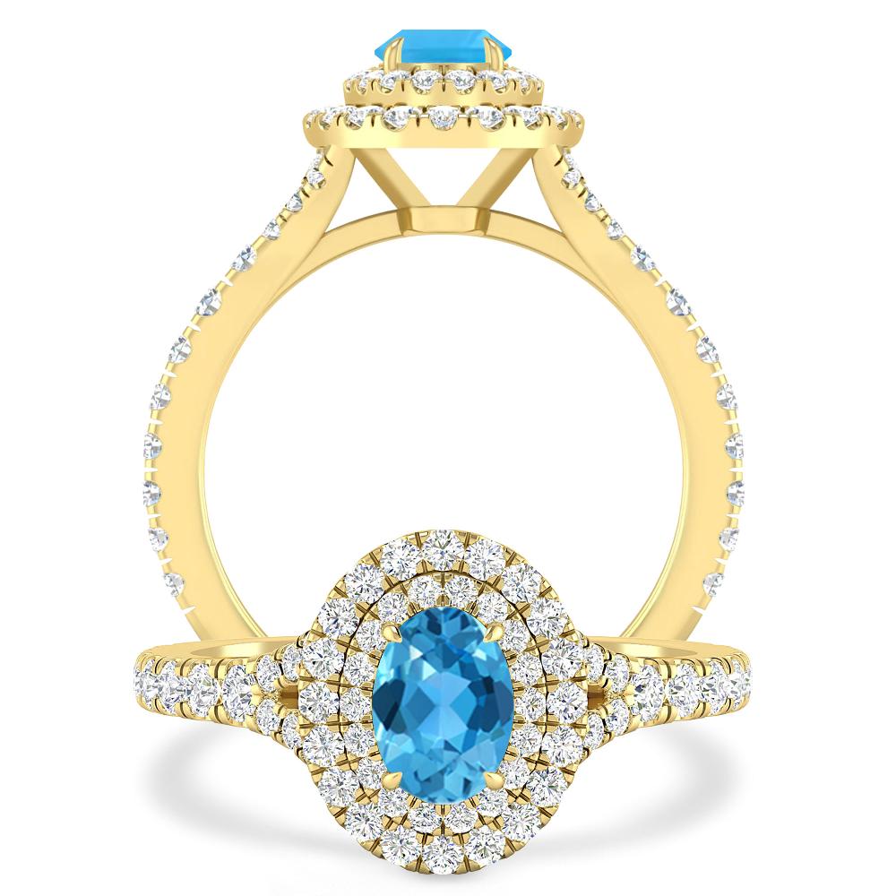 Yellow Gold - Blue Topaz