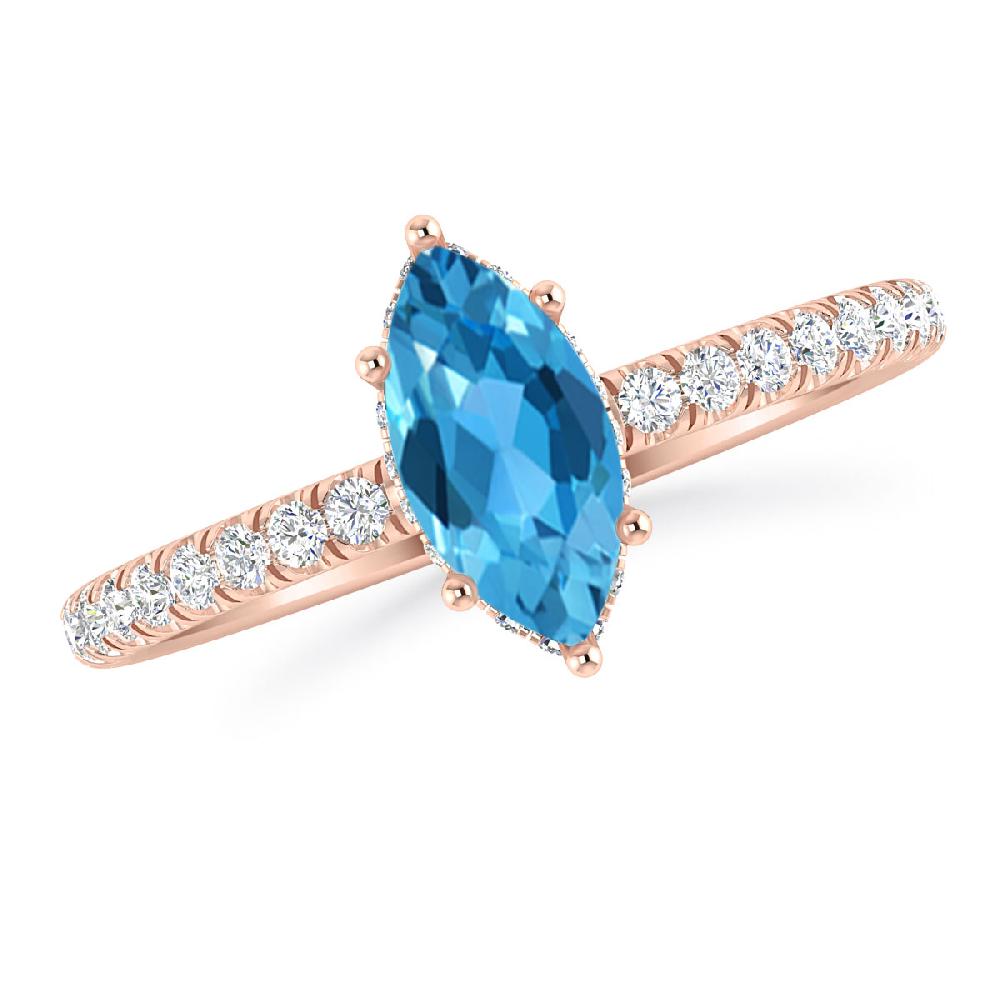 Rose Gold - Blue Topaz