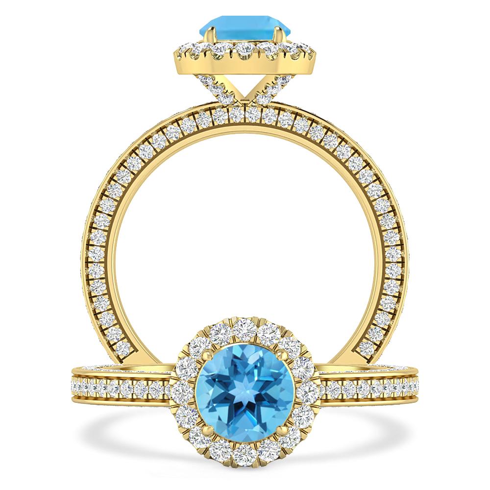 Yellow Gold - Blue Topaz