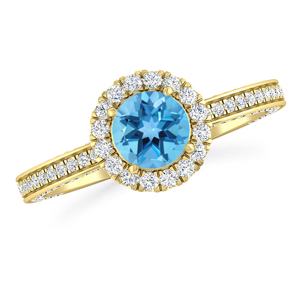 Yellow Gold - Blue Topaz