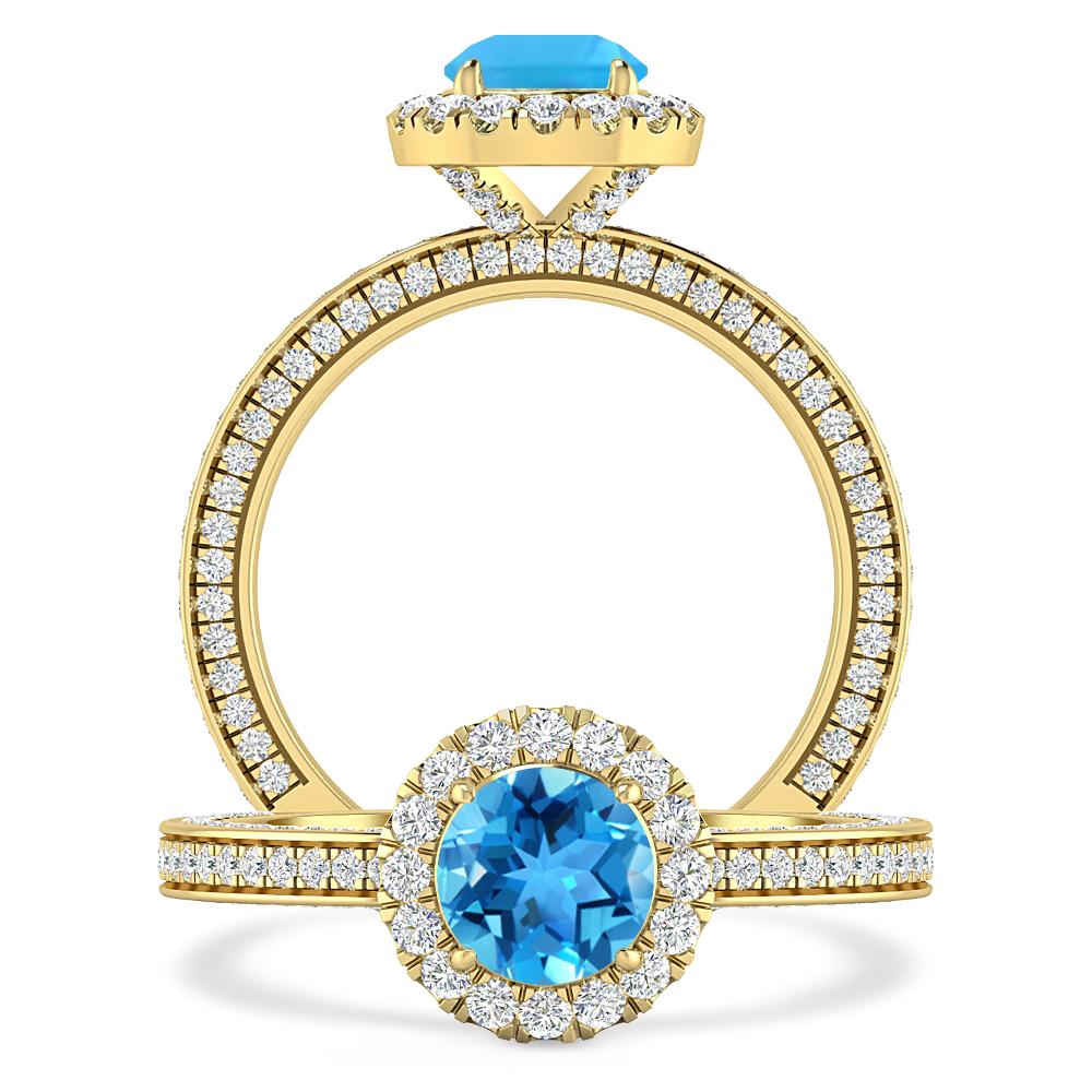 Yellow Gold - Blue Topaz