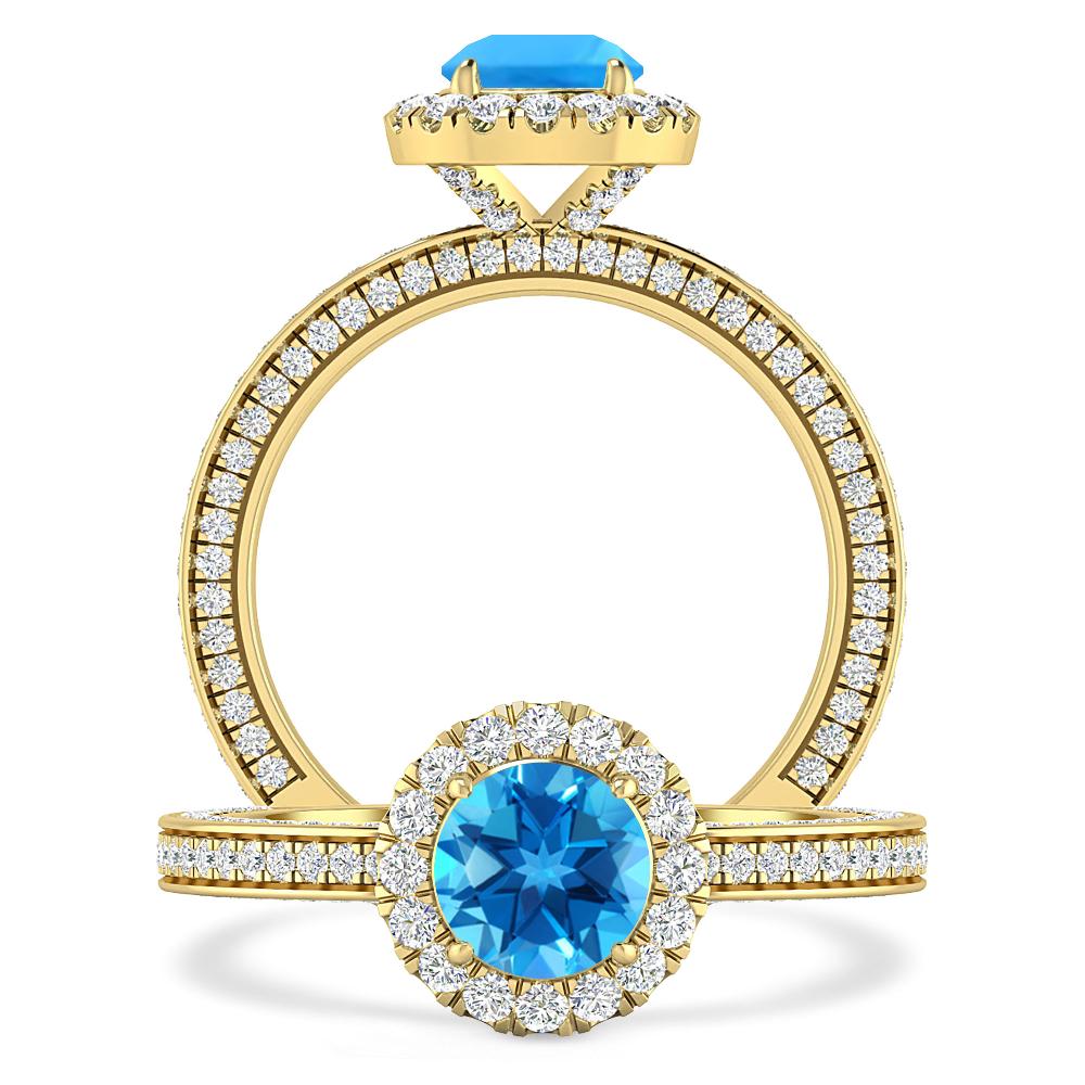 Yellow Gold - Blue Topaz