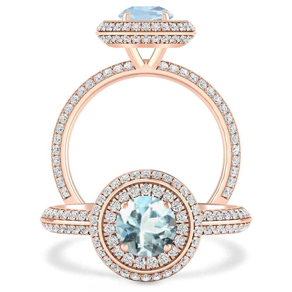 Rose Gold - Aquamarine