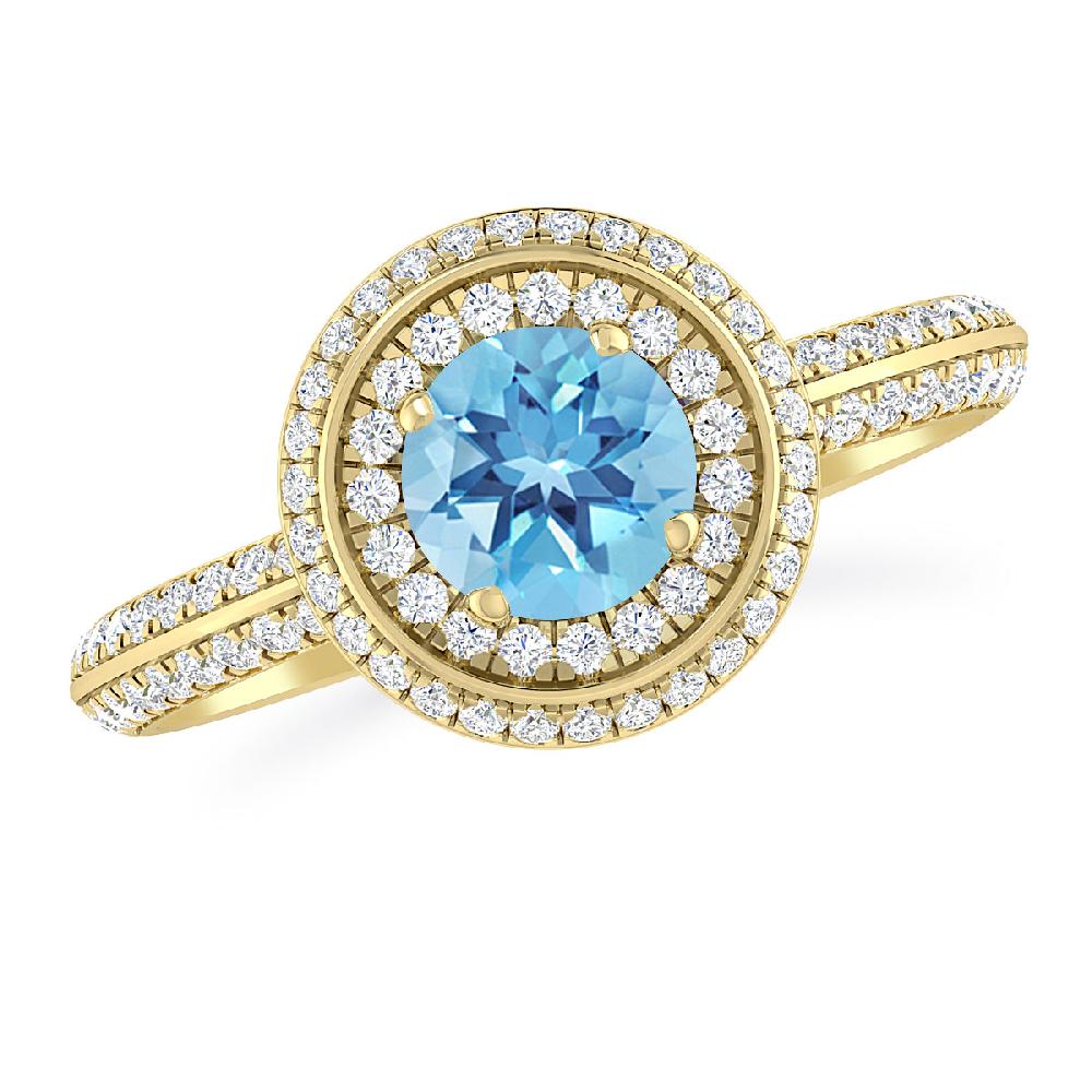 Yellow Gold - Blue Topaz