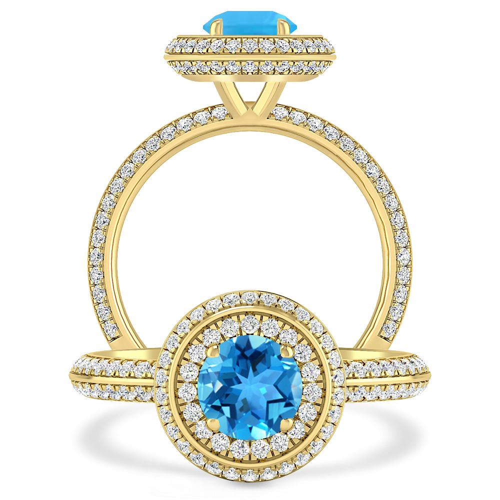 Yellow Gold - Blue Topaz