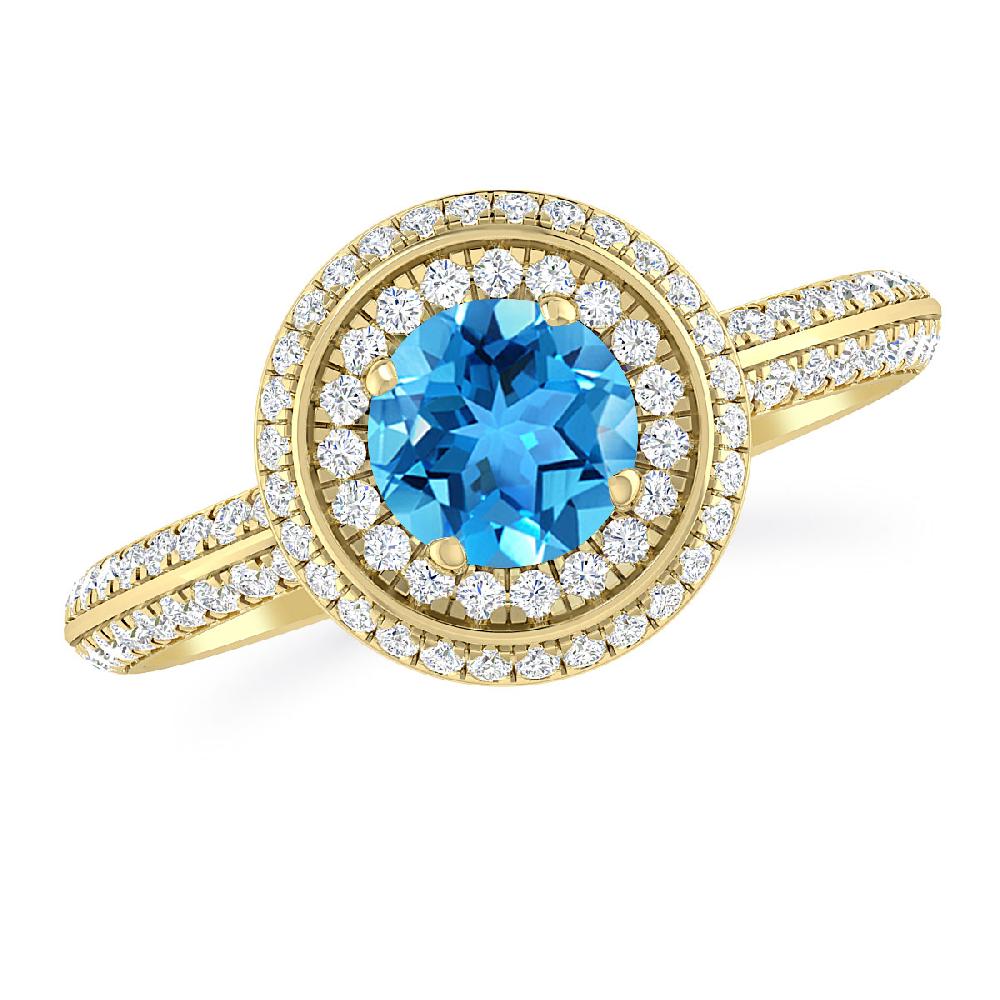 Yellow Gold - Blue Topaz