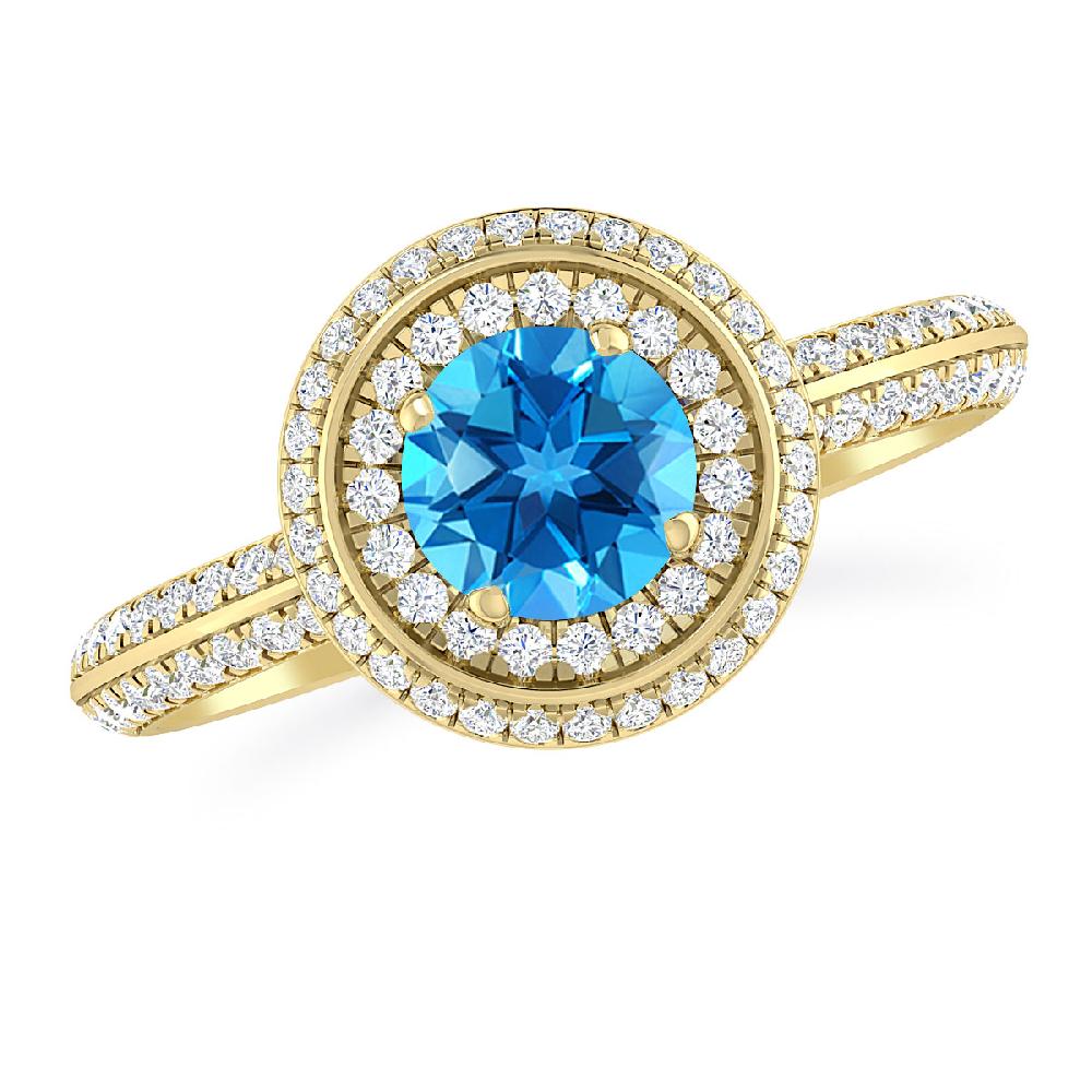 Yellow Gold - Blue Topaz