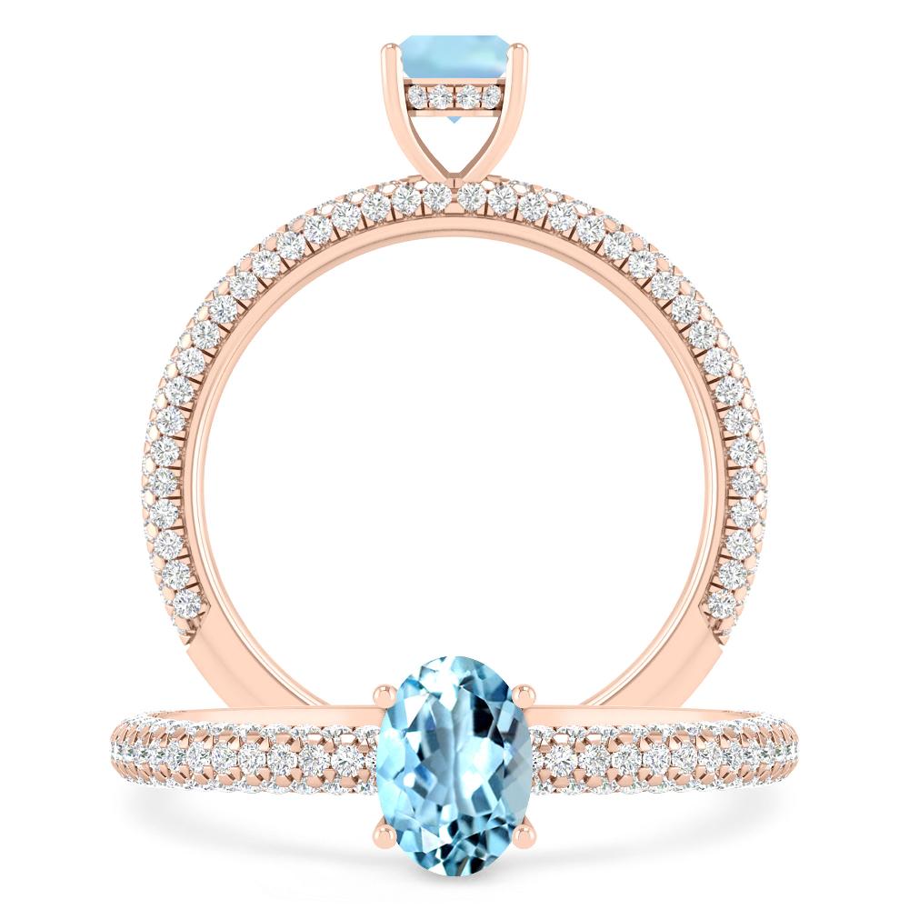 Rose Gold - Aquamarine