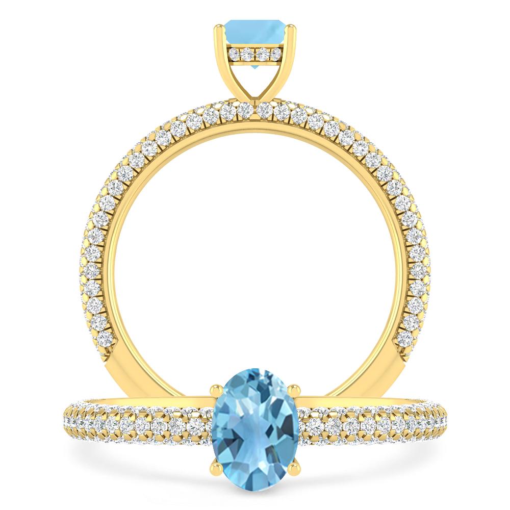 Yellow Gold - Blue Topaz